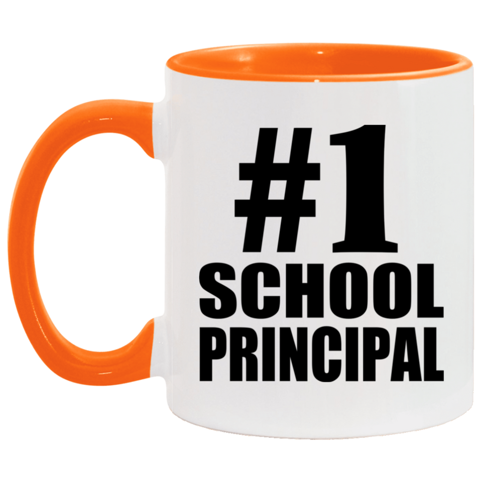 Number One #1 School Principal - 11oz Accent Mug Orange