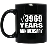 63rd Anniversary Square Root of 3969 Years Anniversary - 11oz Coffee Mug Black