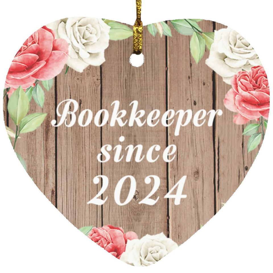 Bookkeeper Since 2024 - Heart Ornament B