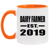 Dairy Farmer Established EST. 2019 - 11oz Accent Mug Orange