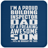 Proud Building Inspector Dad Of Awesome Son - Drink Coaster