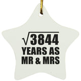 62nd Anniversary Square Root of 3844 Years As Mr & Mrs - Star Ornament