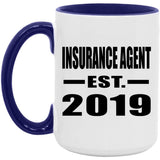 Insurance Agent Established EST. 2019 - 15oz Accent Mug Purple