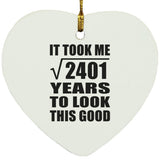 49th Birthday Took Square Root of 2401 Years To Look Good - Heart Ornament