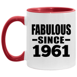 63rd Birthday Fabulous Since 1961 - 11oz Accent Mug Red