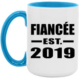 Fiancee Established EST. 2019 - 15oz Accent Mug Blue