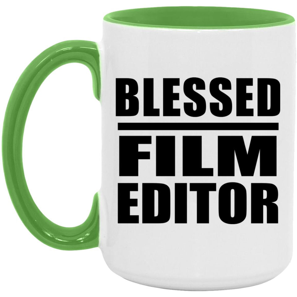 Blessed Film Editor - 15oz Accent Mug Green
