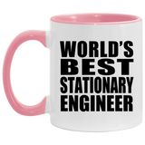 World's Best Stationary Engineer - 11oz Accent Mug Pink
