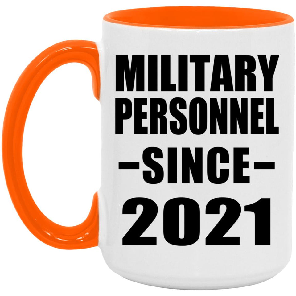 Military Personnel Since 2021 - 15oz Accent Mug Orange