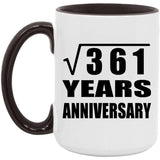 19th Anniversary Square Root of 361 Years Anniversary - 15oz Accent Mug Black