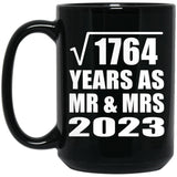 42nd Anniversary Square Root of 1764 Years As Mr & Mrs 2023 - 15oz Coffee Mug Black
