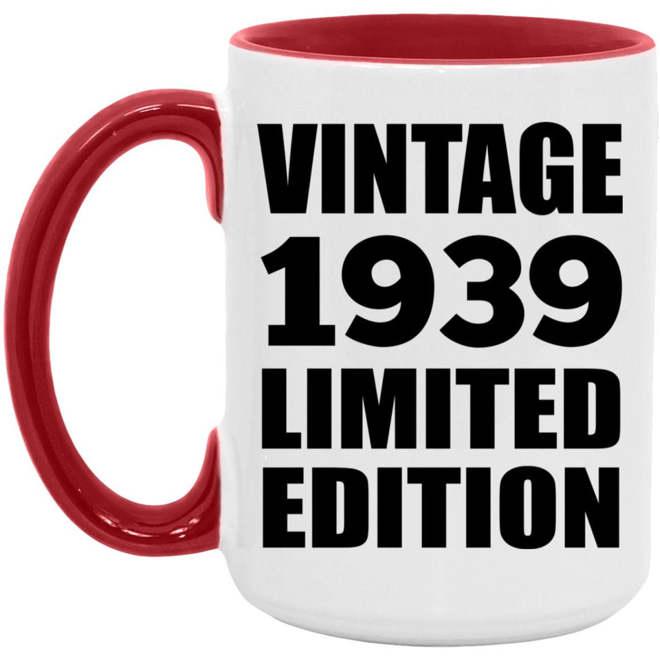 85th Birthday Vintage 1939 Limited Edition - 15oz Accent Mug Red