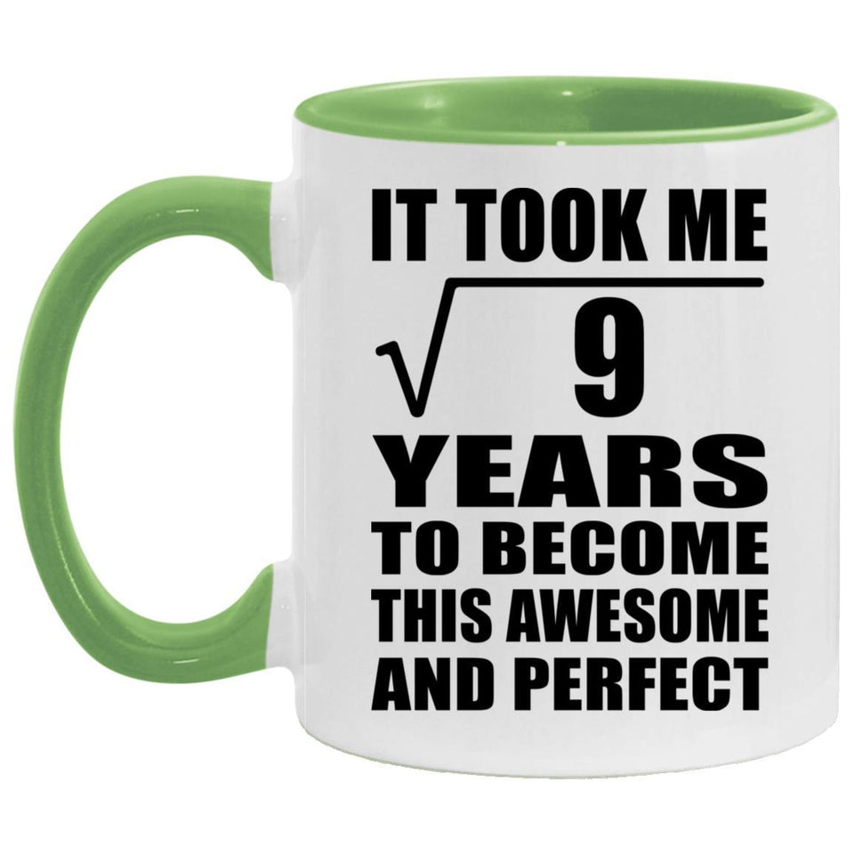 3rd Birthday Took Square Root of 9 Years To Awesome - 11oz Accent Mug Green