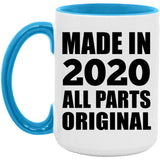 4th Birthday Made in 2020 All Parts Original - 15oz Accent Mug Blue