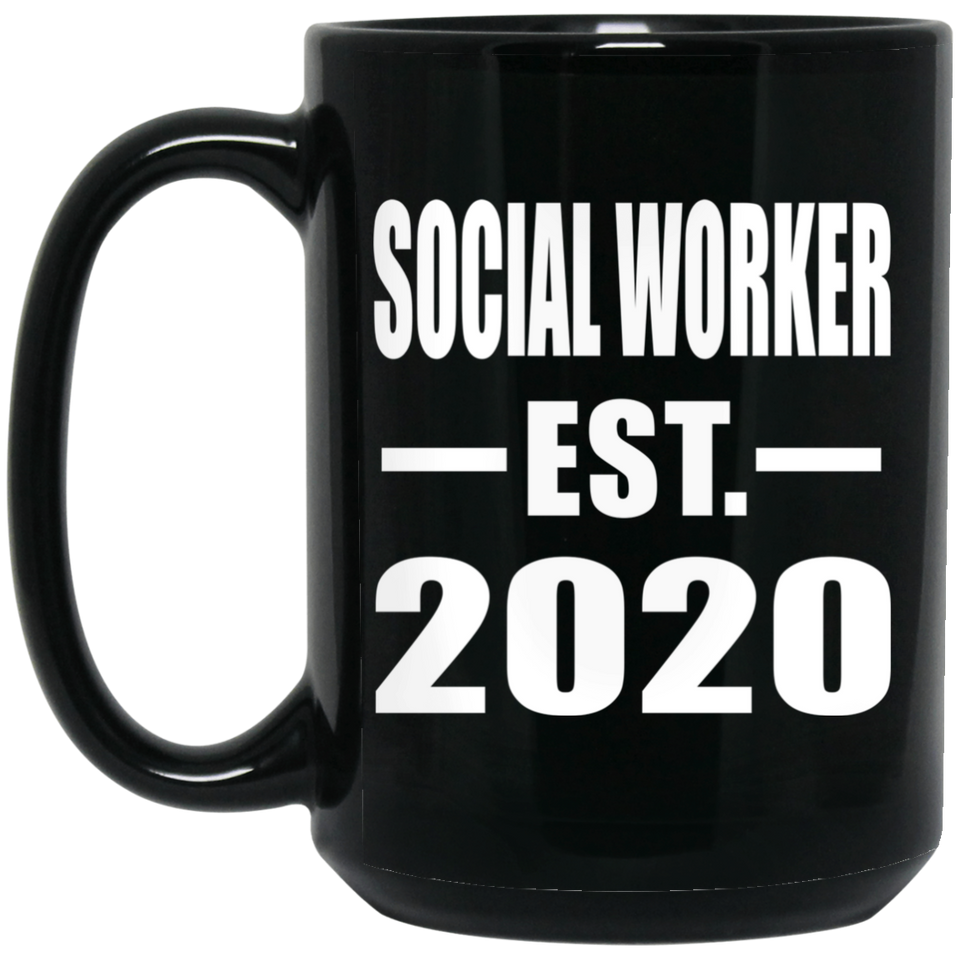 Social Worker Established EST. 2020 - 15oz Coffee Mug Black