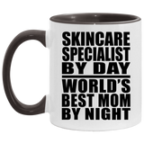 Skincare Specialist By Day World's Best Mom By Night - 11oz Accent Mug Black