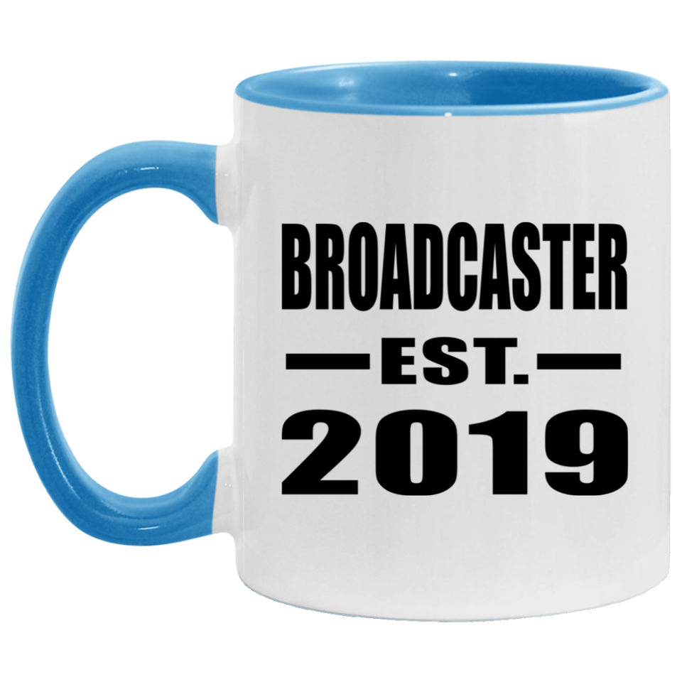 Broadcaster Established EST. 2019 - 11oz Accent Mug Blue
