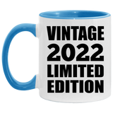 2nd Birthday Vintage 2022 Limited Edition - 11oz Accent Mug Blue