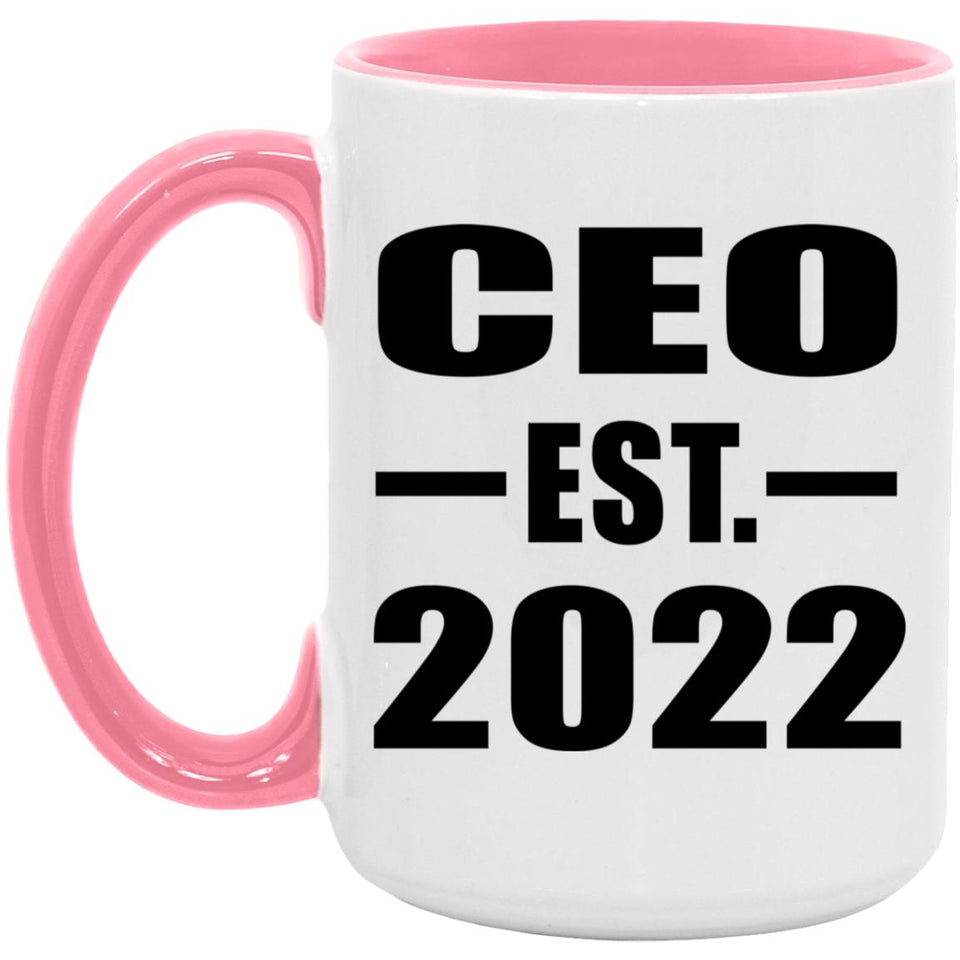 CEO Established EST. 2022 - 15oz Accent Mug Pink