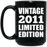 13th Birthday Vintage 2011 Limited Edition - 15oz Coffee Mug Black