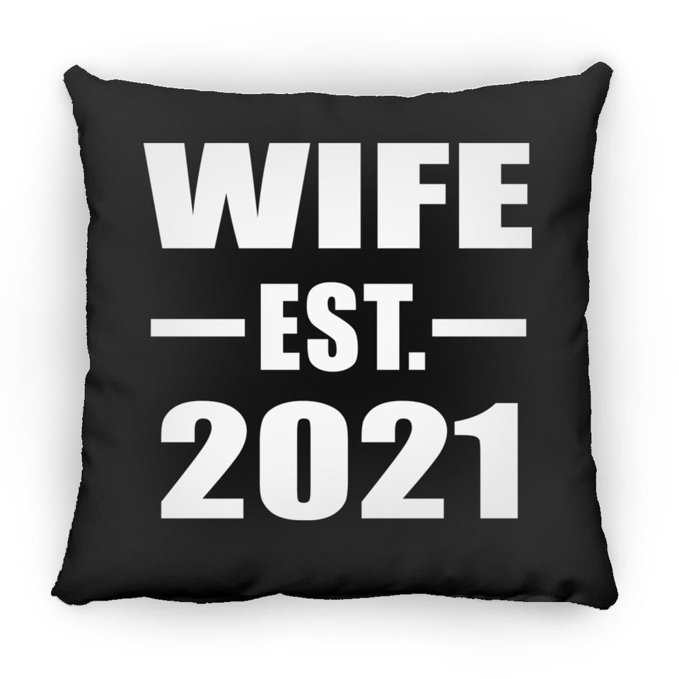 Wife Established EST. 2021 - Throw Pillow Black