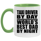 Taxi Driver By Day World's Best Dad By Night - 11oz Accent Mug Green
