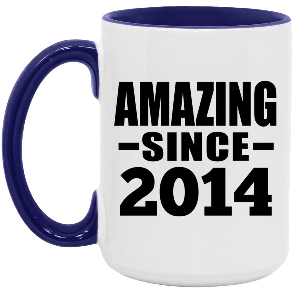 10th Birthday Amazing Since 2014 - 15oz Accent Mug Purple