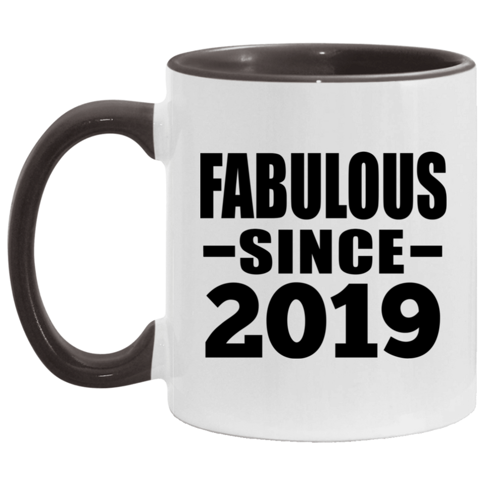 5th Birthday Fabulous Since 2019 - 11oz Accent Mug Black