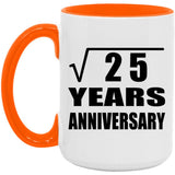 5th Anniversary Square Root of 25 Years Anniversary - 15oz Accent Mug Orange