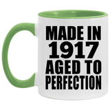 107th Birthday Made In 1917 Aged To Perfection - 11oz Accent Mug Green