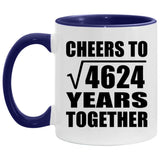 68th Anniversary Cheers To Square Root of 4624 Years Together - 11oz Accent Mug Purple
