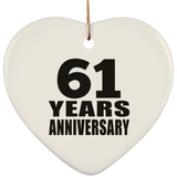 61st Anniversary 61 Years - Heart Ornament