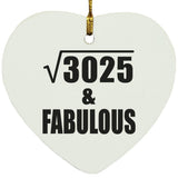 55th Birthday Square Root of 3025 & Fabulous - Heart Ornament