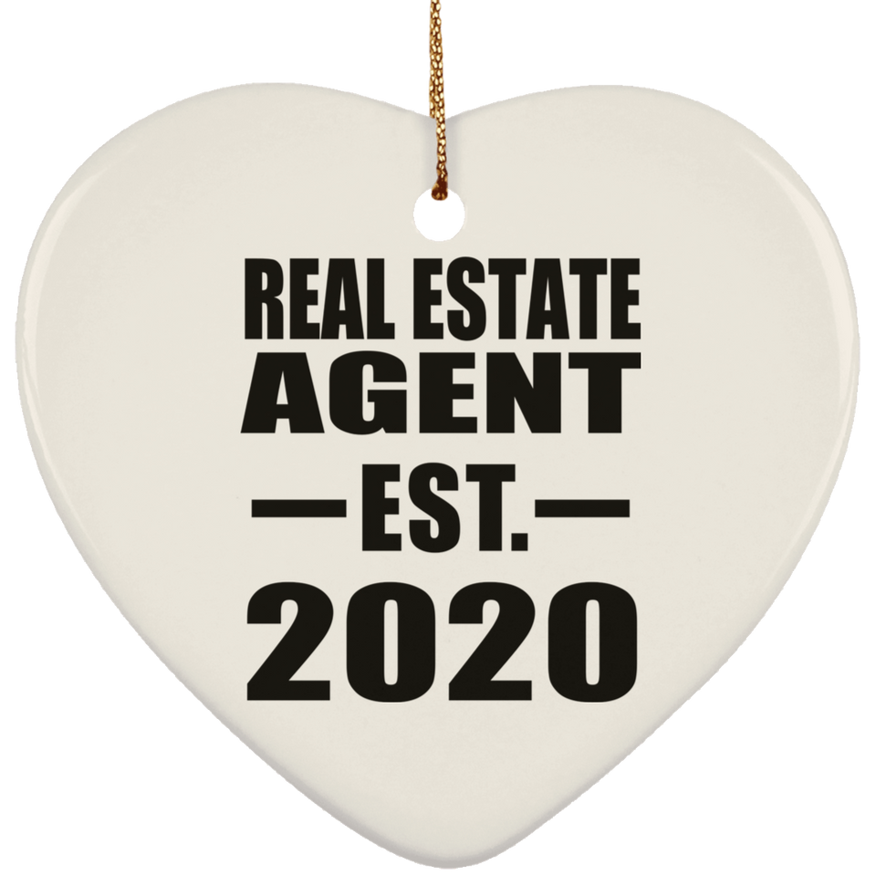 Real Estate Agent Established EST. 2020 - Heart Ornament