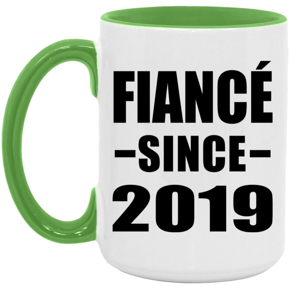 Fiance Since 2019 - 15oz Accent Mug Green