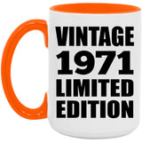53rd Birthday Vintage 1971 Limited Edition - 15oz Accent Mug Orange