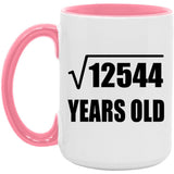 112th Birthday Square Root of 12544 Years Old - 15oz Accent Mug Pink