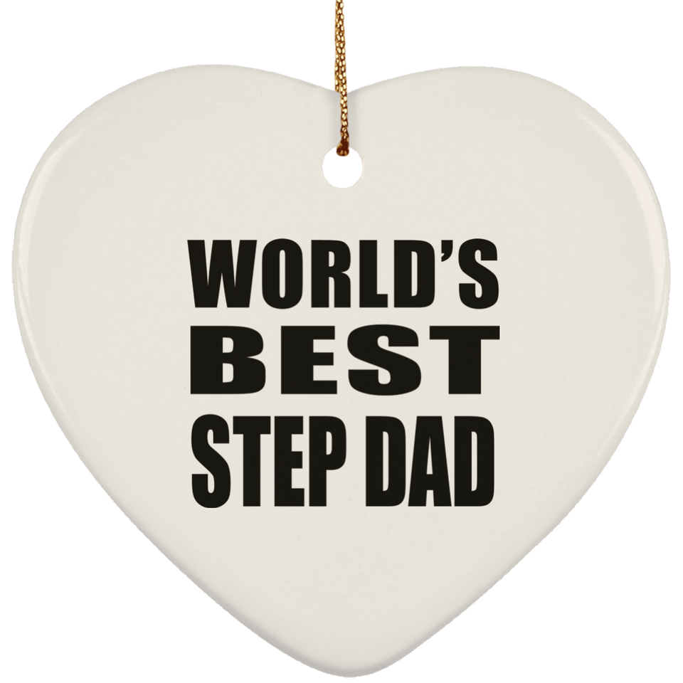 World's Best Step Dad - Heart Ornament