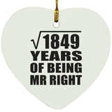 43rd Anniversary Square Root of 1849 Years of Being Mr Right - Heart Ornament