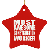 Most Awesome Construction Worker - Star Ornament