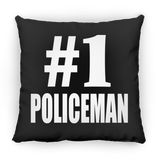 Number One #1 Policeman - Throw Pillow Black