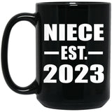 Niece Established EST. 2023 - 15oz Coffee Mug Black