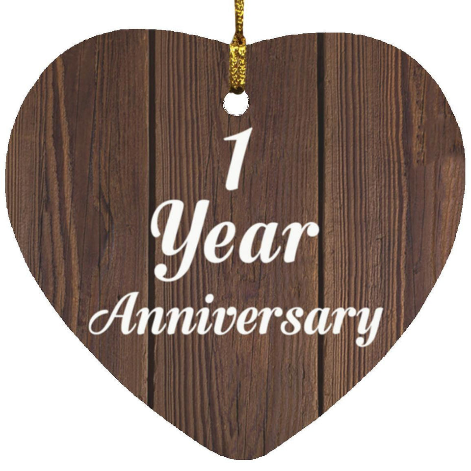 1st Anniversary 1 Year Anniversary - Heart Ornament D