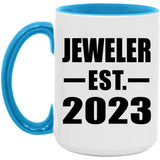 Jeweler Established EST. 2023 - 15oz Accent Mug Blue