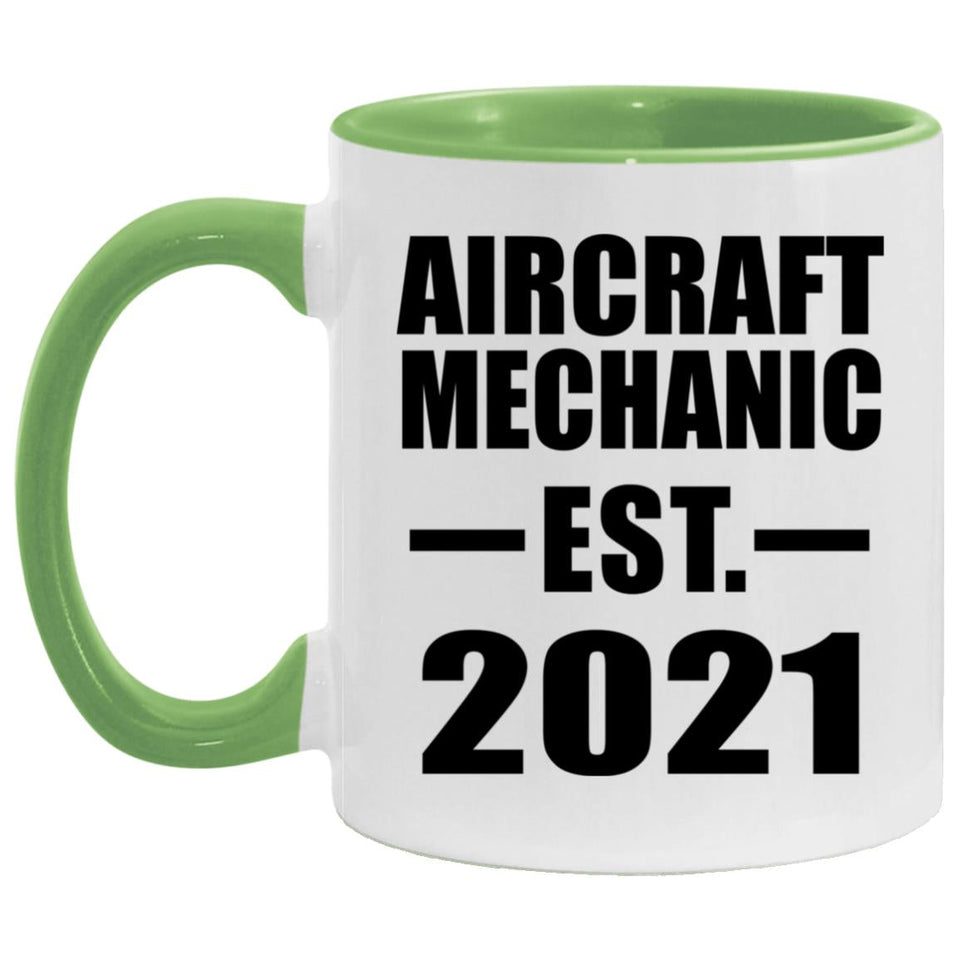Aircraft Mechanic Established EST. 2021 - 11oz Accent Mug Green