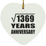 37th Anniversary Square Root of 1369 Years Anniversary - Heart Ornament