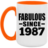 37th Birthday Fabulous Since 1987 - 15oz Accent Mug Orange