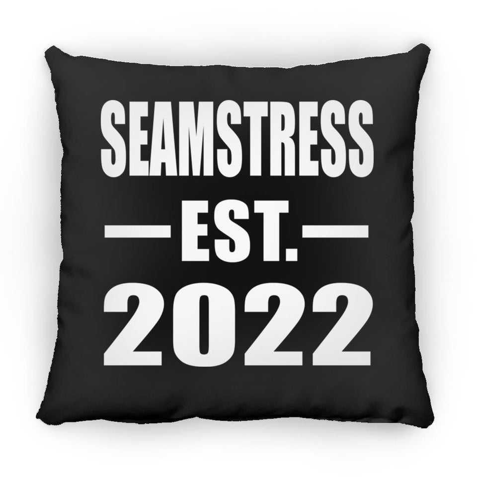 Seamstress Established EST. 2022 - Throw Pillow Black