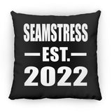 Seamstress Established EST. 2022 - Throw Pillow Black