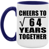 8th Anniversary Cheers To Square Root of 64 Years Together - 15oz Accent Mug Purple